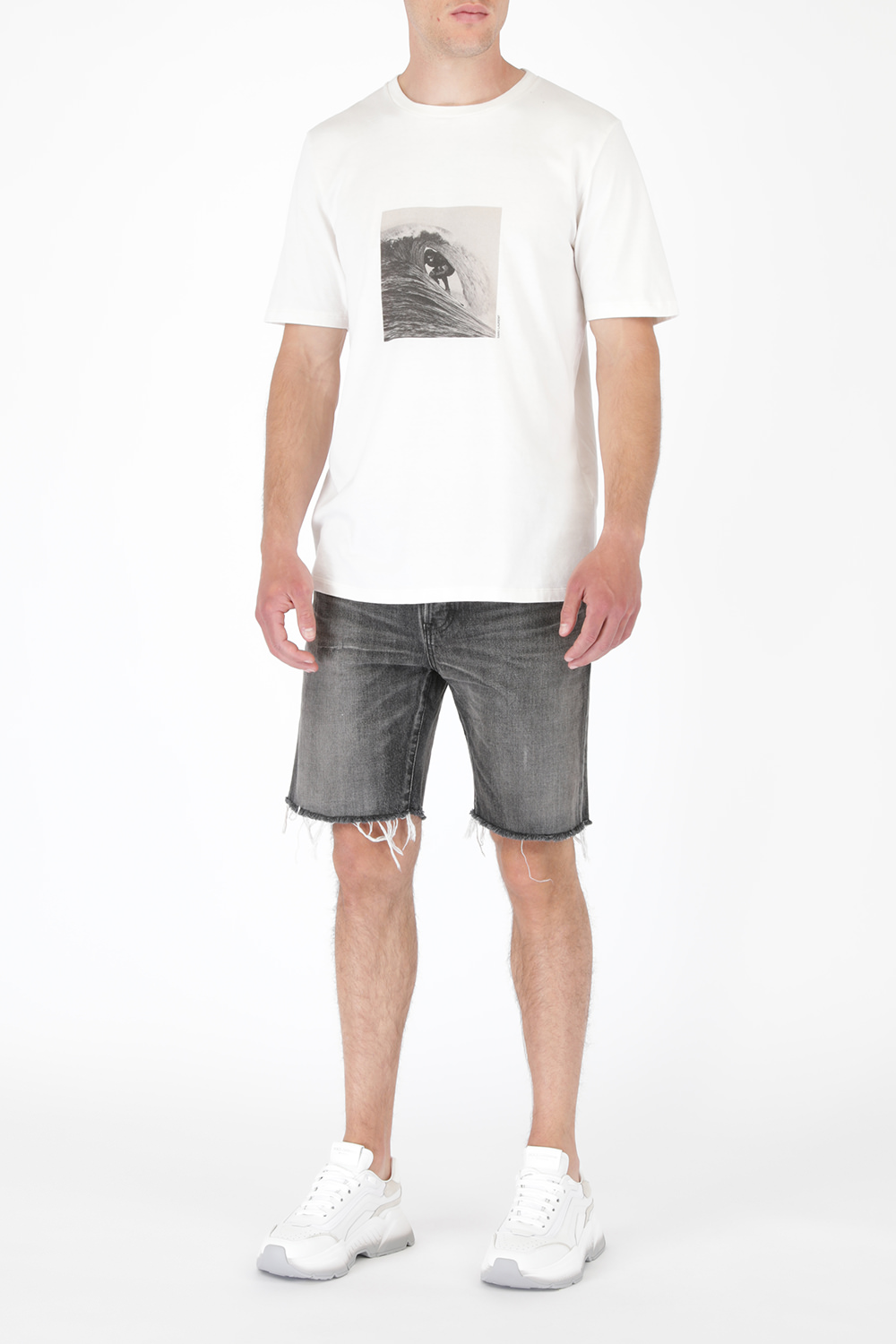 Surfer Print T-Shirt In White SAINT LAURENT